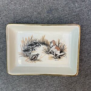 1962 DELANO STUDIOS DISH With CARTOON HUNTING DOG & QUAIL tray